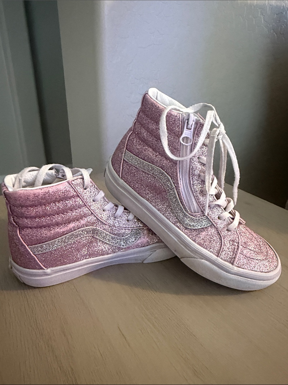 Vans Kids Pink Glitter High-Top Sneakers